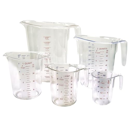 Winco 1 qt Clear 5 Piece Plastic Measuring Cup Set - size: 5 Piece Set