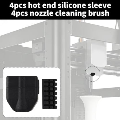 4pcs Hot End Silicone Socks Sleeves for Flashforge AD5X 3D Printer - style: 4pcs Silicone Socks and 4pcs Nozzle Brushes