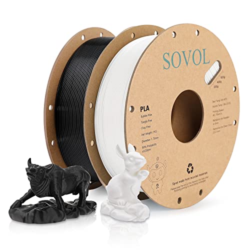 Sovol 3D Printer PLA Filament 2kg Spool Printing Materials, Black+White - color: Black & White, size: 2 KG