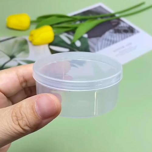 12 Pcs Clear Plastic Round Storage Jars, 1.7 oz D/2.32 x H/1.02 Inch Beads Storage Containers Box for Storage Small Items, Hardware, Buttons, Small Jewelry - size: 50ml / 2.32"D x 1.02"H