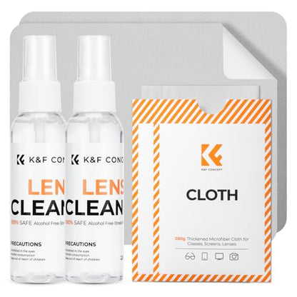 K&F CONCEPT Lens Cleaner Spray Kit,Microfiber Cloth X2,Glasses Cleaner X2 - size: Cleaner*2+Cloth*2