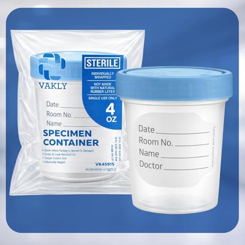 Vakly Sterile Specimen Cups 4 oz, Urine Collection Cups 100 Pack
