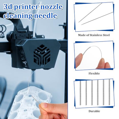 10Pcs No Clogger 3D Printer Tools Nozzle Cleaning Kit Needles, Stainless Steel Nozzle Unclogger Welding Tip Cleaner Accessories for Drills, (0.15, 0.2, 0.25, 0.3, 0.35, 0.4, 0.5, 0.6, 0.8, 1.0mm)