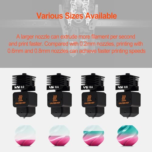 2PCS 0.4mm Hotend for Bambu Lab X2D/P2S/H2S/H2D/H2D Laster/H2D AMS Combo/A1/A1 Mini, Extruder Print Head Quick Swap Hot End Design with Extra 2PCS Silicone Cover Sock Hardened Steel Nozzle - color: 0.4mm, size: 2PCS