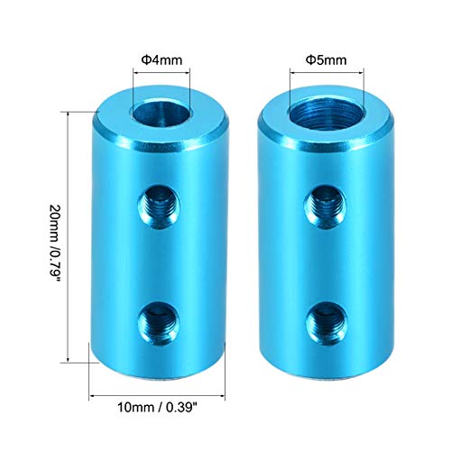 uxcell 4mm to 5mm Bore Rigid Coupling Set Screw L20XD10 Aluminum Alloy,Shaft Coupler Connector,Motor Accessories,Light Blue,2pcs - size: 4mm to 5mm