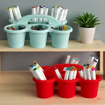 6 Pack Plastic Classroom Caddy Organizer with Handle,6 Compartment, Rainbow - color: Rainbow