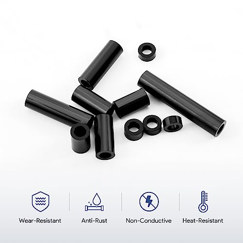 250pc Round Electrical Spacers Assortment Kit - ID 4MM OD 7MM, Outlet Screws & Switch/Receptacle Spacers 3MM to 35MM, Non-Threaded for M4 Screws - size: 0.2"W x 1.4"L (Pack of 250)