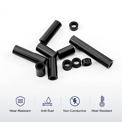 250PCS Black Nylon Round Spacer Assortment Kit ID 6MM OD 11MM, KWOKWEI Outlet Screw spacers 3mm to 35mm in Length, Plastic Spacers Without Threaded for M6 Screws - size: ID 6mm OD 11mm