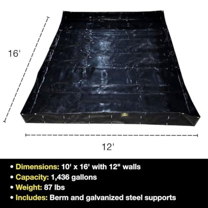 Justrite MightyBerm Fuel Spill Containment Berm, Made in the USA - size: 12' x 16'