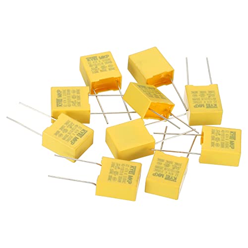 PATIKIL Safety Capacitors, 10 Pack 0.47uF AC 310V 10mm Pin Pitch 13x15x8mm Polypropylene Film Capacitor Assortment Kit for DIY Electronic Products - style: 0.47 uF