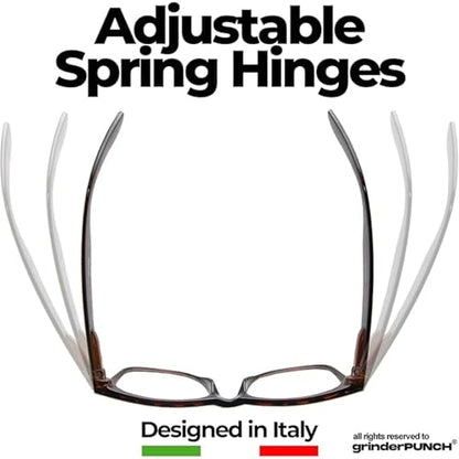 grinderPUNCH Reading Glasses for Men Readers High Power Strong 1.0 to 6.0 - color: 3 Pack Tortoise