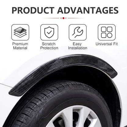 4 PCS Car Wheel Arch Guard, Carbon Fiber Texture Fender Protector Strips, Anti-Scuff PVC Mud Guard Trim, Universal Automobile Wheelwell Protection Decals for Cars SUVs Trucks (Black) - color: Black