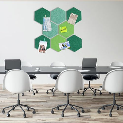 Mooliwe 8 Pcs 12 Inch Hexagon Cork Board Tiles Pins Clips, Green - color: Green