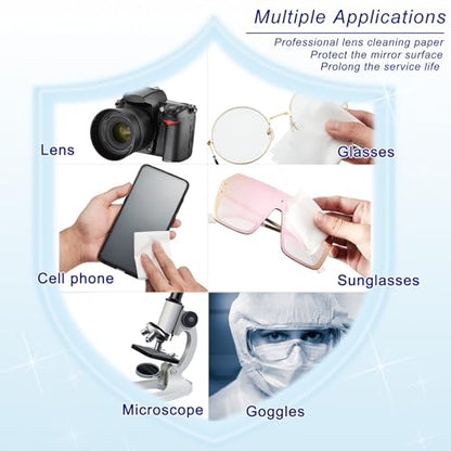 Outus 500 Pcs Lens Cleaning Paper with 2 Cloths Camera Optics Wipe Booklet
