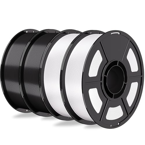 iSANMATE HF PETG Filament 1.75mm Rapid 4KG Bundle 2Black+2White for Bambu - color: White+black