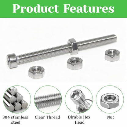 100 Pcs M3 x 40mm Socket Head Cap Screws Metric, Allen Socket Drive, 304 Stainless Steel, Full Thread, Bright Finish, Machine Thread - size: M3 x 40-100Pcs