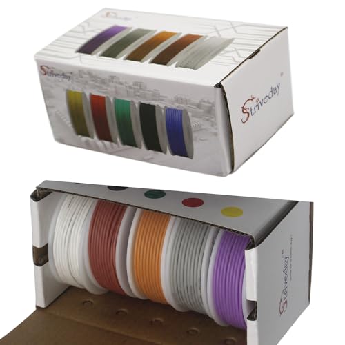 22AWG Flexible Silicone Hook Up Wire - 22 Gauge Tinned Copper Stranded Cable, 600V High Temp Resistant, DIY Electronics, Robotics, LED Projects (Box-2) - color: Silicone wire Box2=Brown+White+Grey+Orange+Purple, size: 22AWG