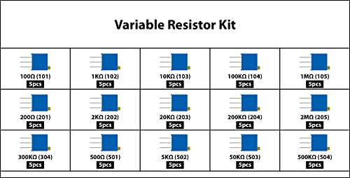 Variable Resistors 75 pcs Premium 3296W Multiturn Trimmer Potentiometer Assortment Kit