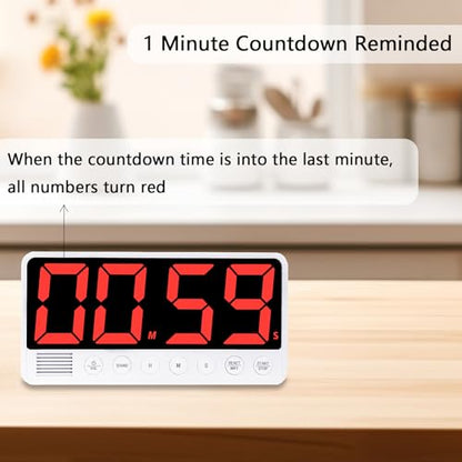 Digital Kitchen Timer with Extra Large LED Display Black - color: Black