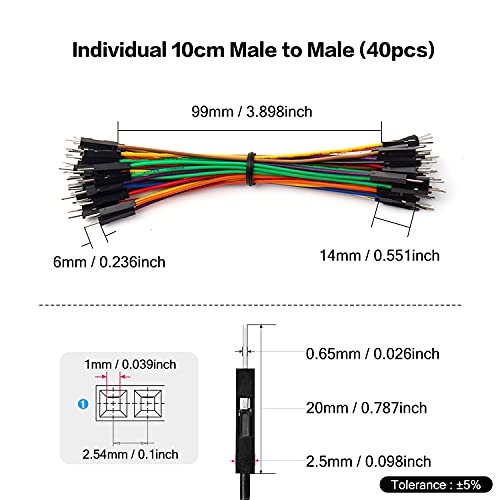 Chanzon 40pcs 10cm Male to Male Header Jumper Wire Dupont Cable Line - color: (1) Male to Male (40pcs), size: 10CM
