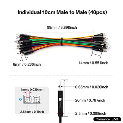 Chanzon 40pcs 10cm Male to Male Header Jumper Wire Dupont Cable Line - color: (1) Male to Male (40pcs), size: 10CM