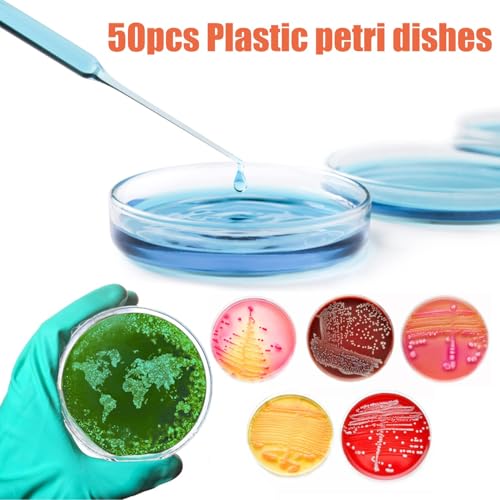 50 Pack 90 x 15mm Plastic Petri Dishes with Lids - size: 50pcs 90MM
