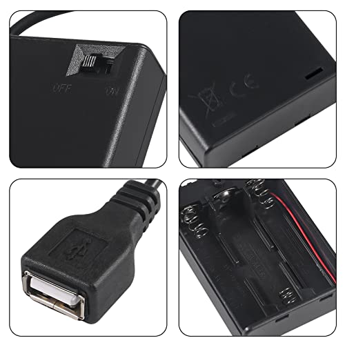 3pcs 3 AA Battery Holder USB Female Socket 3 AA Battery Case Box Holder with Cover and On/Off Switch - color: 3 AA Battery Holder with USB