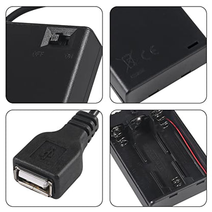 3pcs 3 AA Battery Holder USB Female Socket 3 AA Battery Case Box Holder with Cover and On/Off Switch - color: 3 AA Battery Holder with USB