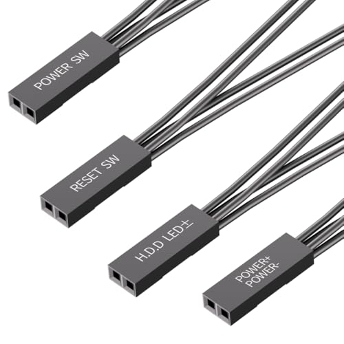 PC Power Switch Splitter, 2 Pin 2.54mm 1 Female to 2 Male Power SW Reset SW HDD LED Jumper Splitter Adapter for PC Motherboard Power ON Off Reset Hard Drive LED