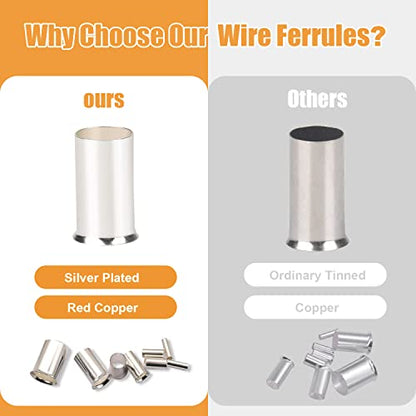 mankk 166PCS Wire Ferrules Kit,Silver Plated Copper Crimp Terminal - color: 166PCS