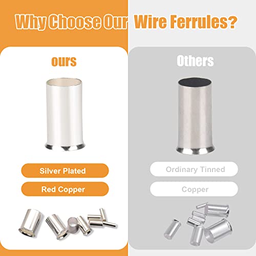 mankk 305PCS Silver Plated Copper Wire Ferrules Kit - color: 305PCS