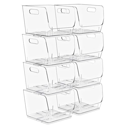 Sorbus Clear Pantry Organizer with Stackable Storage Bins, Open Front - size: Medium Square, style: 8 Pack