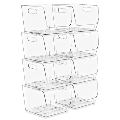 Sorbus Clear Pantry Organizer with Stackable Storage Bins, Open Front - size: Medium Square, style: 8 Pack