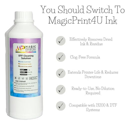 DTF Cleaning Solution 2000ml for Printhead Wet Capping Daily Maintenance Fluid Prevents Drying & Minor Clogs Gentle Formula for DTF Printers Ensures Smooth Printing Performance - size: Cleaning Solution-2L