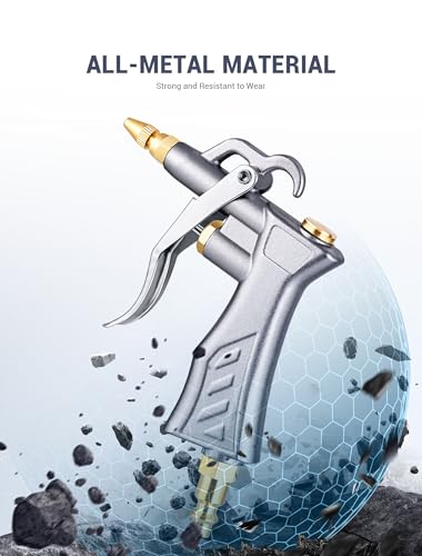 JASTIND Industrial Air Blow Gun with Brass Adjustable Air Flow Nozzle Kit