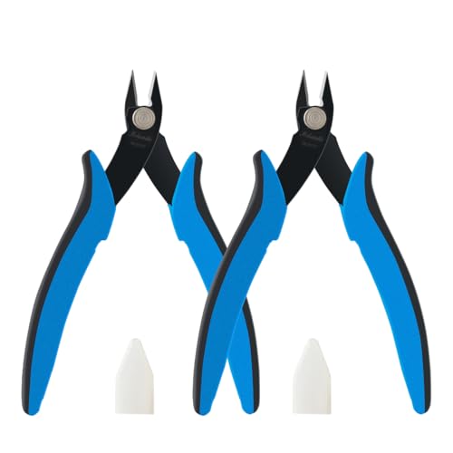 5.3" Wire Cutters for Crafting Flush Cutters 2 Pack Ultra Sharp Flush Cut Pliers for Jewelry Making, Diagonal Cutting Pliers for Models, Aluminum Wire, Jewelry, Plastic and Soft Copper Wire - size: 2 Pack