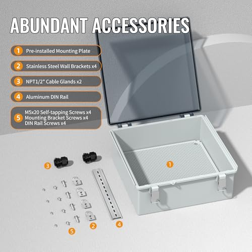 Joinfworld Outdoor Waterproof Electrical Box 13x13x5 with Clear Cover - size: 13 x 13 x 5 inches