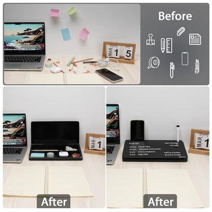 Varhomax Glass Desk Buddy Whiteboard with Storage - color: Black