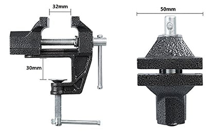 Mini Table Bench Vice Clamp for Jewelry Model Making DIY Repairs Modelling Painting and Crafting-Black (cast iron (32mm))