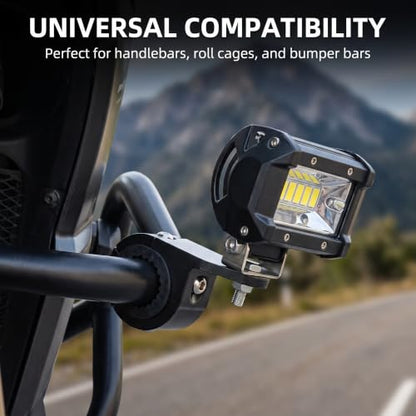 2 PCS Corrosion Resistant Aluminum Horizontal Bar Mount Clamp Kit, Adjustable 0.87" - 1.2" Tube Bracket for Bullbar Roll Cage Roof Rack, Fits Motorcycle ATV Truck SUV Vehicles (Black)