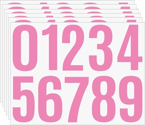 4 Inch DIY Craft Number Stickers Waterproof Vinyl Decals – 6 Sheets Self Adhesive 0-9 Labels for Scrapbook, Gift Wrapping, Planner Decoration, Storage Containers (Pink) - color: pink