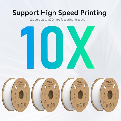 Creality Hyper PLA Filament 1.75mm, 30-600mm/s High Speed 3D Printer Filament, Dimensional Accuracy +/-0.02mm, Fit Most FDM 3D Printers, 4 Pack 1kg Spool(2.2lbs), White - color: White