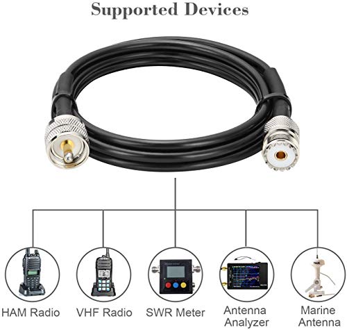 MOOKEERF PL-259 UHF CB Coax Cable 6FT, RG58 PL-259 UHF Male to Female Low Loss Antenna Extension Jumper for HAM Radio, Antenna Analyzer, Dummy Load, SWR Meter - size: 6FT