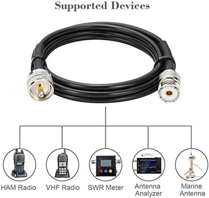 MOOKEERF PL-259 UHF CB Coax Cable 6FT, RG58 PL-259 UHF Male to Female Low Loss Antenna Extension Jumper for HAM Radio, Antenna Analyzer, Dummy Load, SWR Meter - size: 6FT