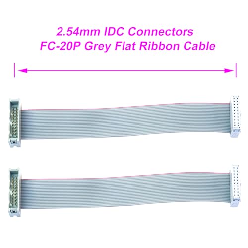 2.54mm Flat Ribbon IDC Cable Male to Female, Flat Ribbon Cable Connector 20P FC 20-Pin 30cm Length 2Pcs (TC-30cm-MF20P-2) - color: Male to Female, size: 20P