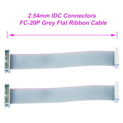 2.54mm Flat Ribbon IDC Cable Male to Female, Flat Ribbon Cable Connector 20P FC 20-Pin 30cm Length 2Pcs (TC-30cm-MF20P-2) - color: Male to Female, size: 20P