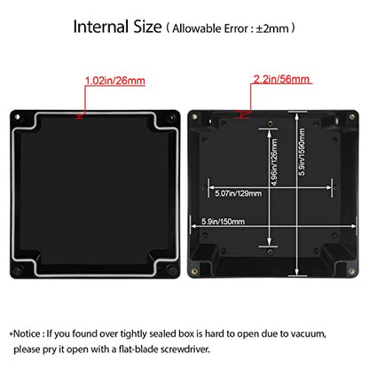 LeMotech Electrical Box ABS Plastic Project Box IP65 Waterproof Junction Box Project Case Universal Enclosure for Electronics Black 6.1x 6.1x 3.4 inch(160x160x90mm)（Pack of 1 - color: Black (1 pack), size: 6.1" x 6.1" x 3.4"