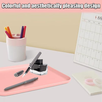 Plastic Serving Trays, 12 Pack Cafeteria Trays Plastic Fast Food Tray for DIY Projects, Painting, Beads, Organizing Supply, 9.4 X 6.7 X 0.6 Inches (Light Pink) - color: Light Pink
