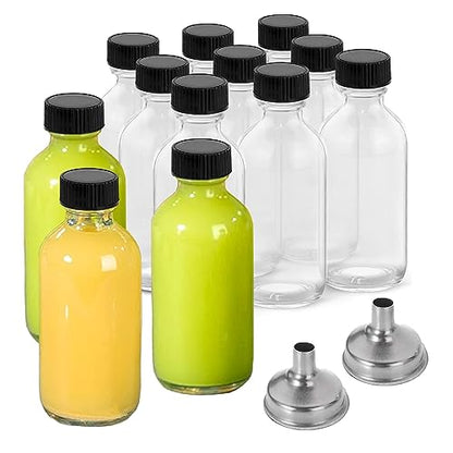 12pack 2oz Ginger Shot Bottles, Reusable Glass Shot Bottles with Caps - color: White, size: 12-pack