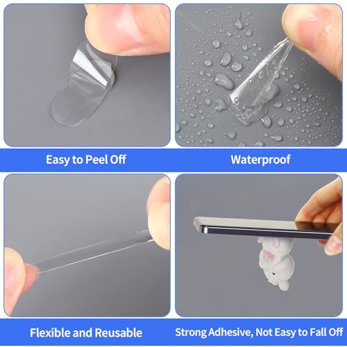 JANYUN 140 Pcs Mounting Putty, Double Sided Sticky Dots Poster Putty Clear - size: 20x10mm Square 140pcs